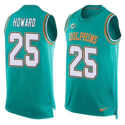 Nike Dolphins #25 Xavien Howard Aqua Green Team Color Men's Stitched NFL Limited Tank Top Jersey
